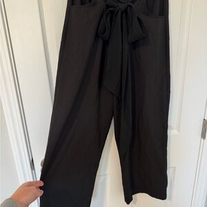 Leith Black Wide Leg Pants with Tie Waist